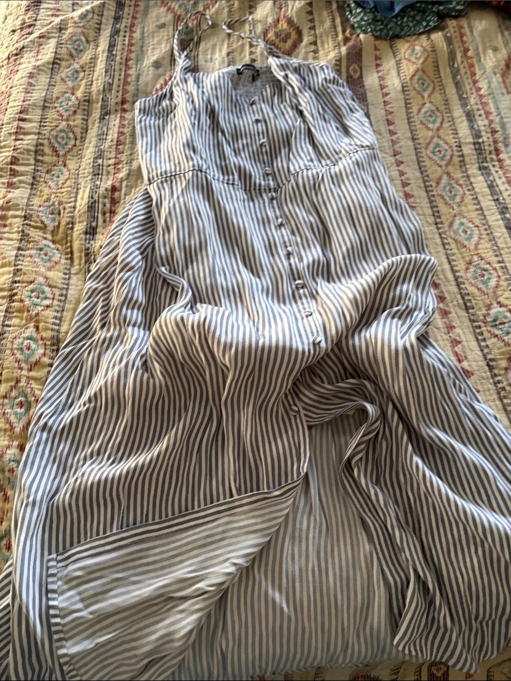 Abercrombie & Fitch Blue and White Striped Midi Dress